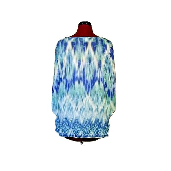 JM Collection Womens Top Size Small Tiered Embellished Lined Semi Sheer - Picture 2 of 6